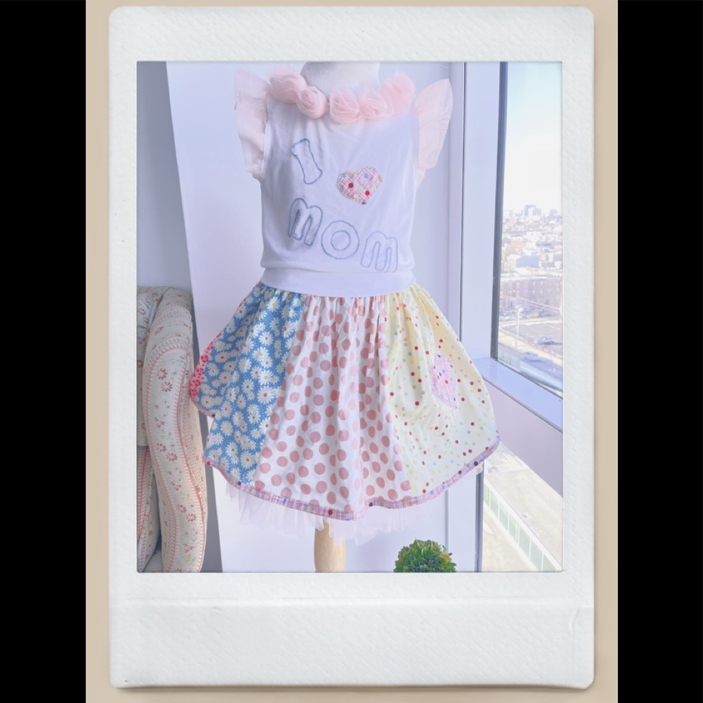 Custom Boutique I ❤️mom Skirt Set
